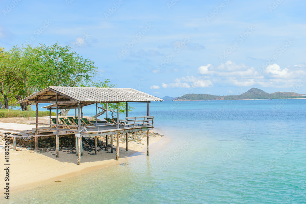 The wooden Pavilion for tourists to relax