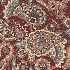 Fotobehang Paisley patronen Paisley patroon met bloemenmotief  © antalogiya