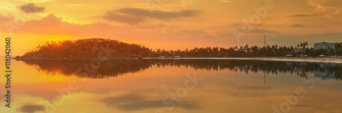 Romantic untouched tropical beach on sunset, Sri Lanka