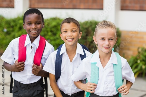 School kids standing in school terrace photo