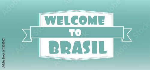Welcome to brasil card over aqua background, in outlines. Digital vector image