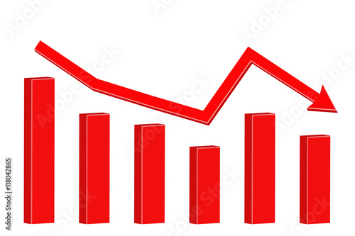 Financial statistic down indication arrow