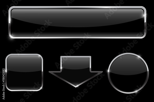 Buttons set. Black icons on black background