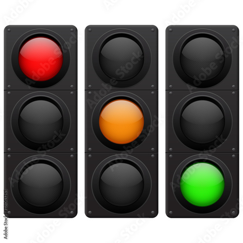 Traffic lights. Red, yellow, green lamp on