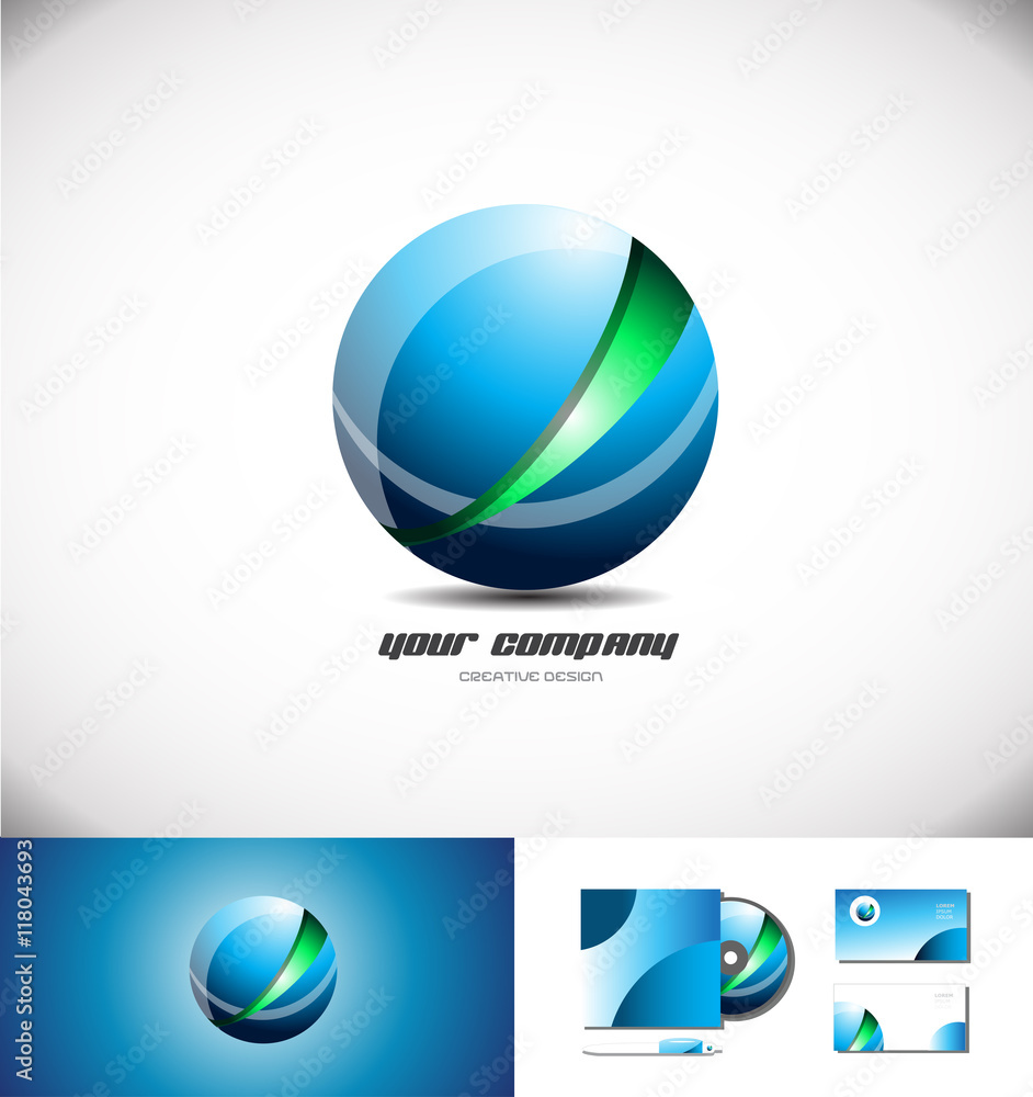 Red green abstract shpere 3d logo design Red green abstract shpere 3d logo design