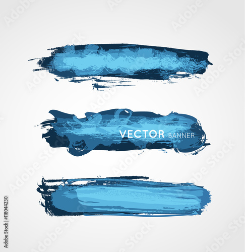 blue vector grunge stroke banners collection, design element