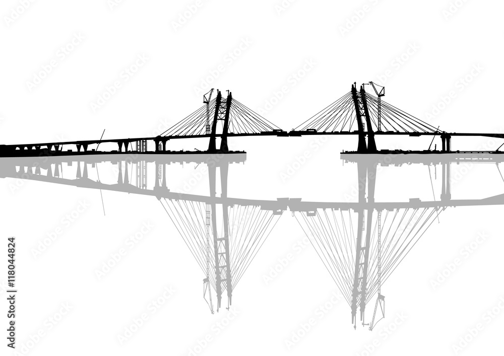 Fototapeta premium Large modern bridge on a white background