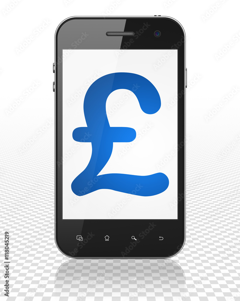 Money concept: Smartphone with Pound on display Money concept: Smartphone with Pound on display