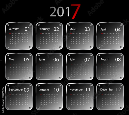 Vector calendar for 2017