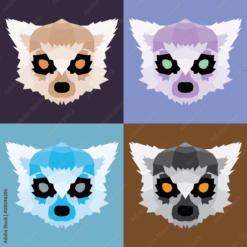 Low poly lemurs set Low poly lemurs set