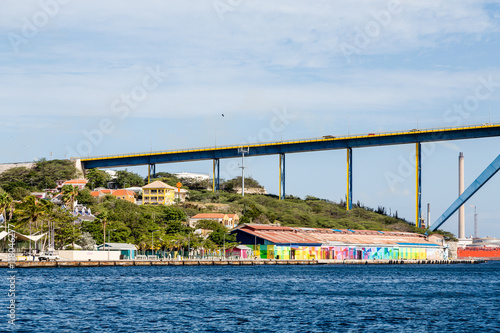 Curaco Bridge with Colorful Buildings and Blue Channel
