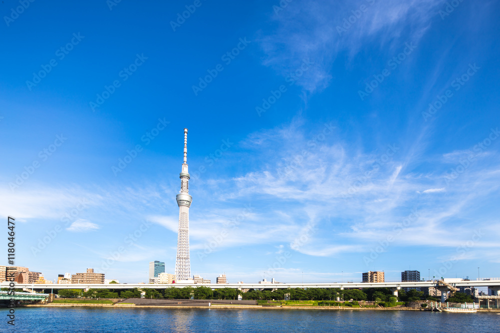 tokyo tower in blue sky