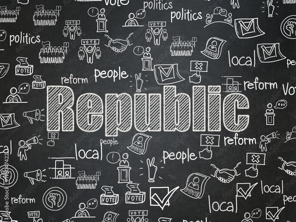 Politics concept: Republic on School board background Politics concept: Republic on School board background