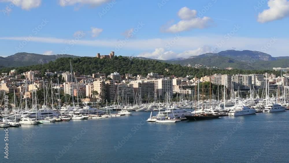 Palma de Mallorca harbor filmed from cruise ship Palma de Mallorca harbor filmed from cruise ship