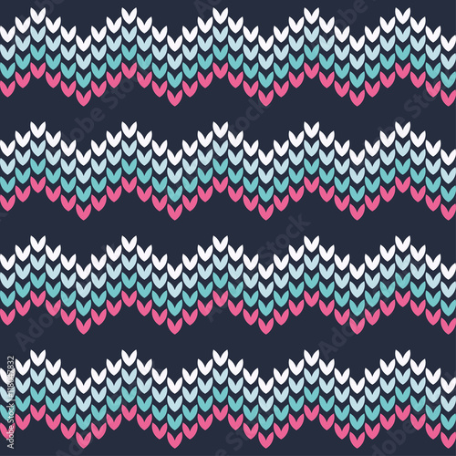 Seamless vector knitted background with zigzag. Repeating background. Cloth design, wallpaper.