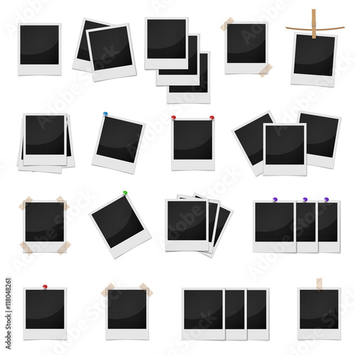 Realistic photo frames set. Universal photo frames icons to use for web and mobile UI isolated vector illustration
