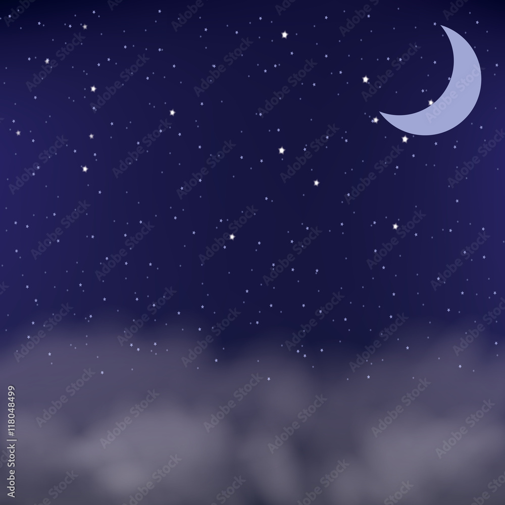 Cloudy night sky as a background, vector