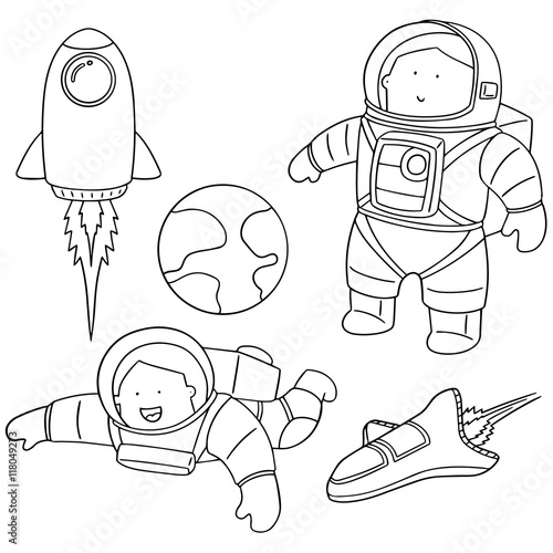 vector set of astronaut