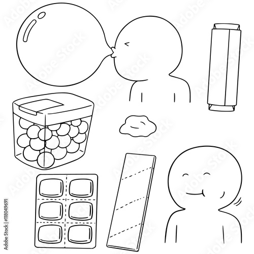 vector set of bubble gum