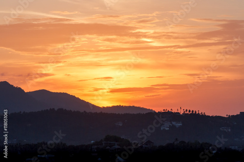 Mountains on sunset background 