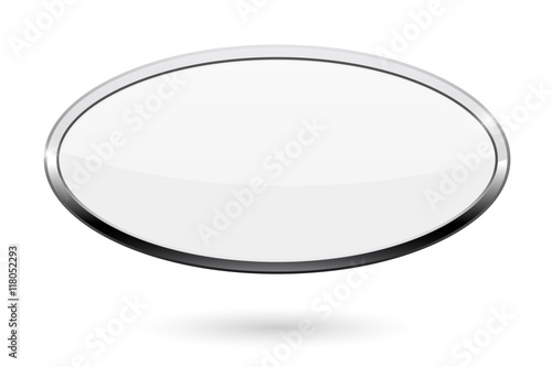 Oval white button. Web icon with chrome frame photo