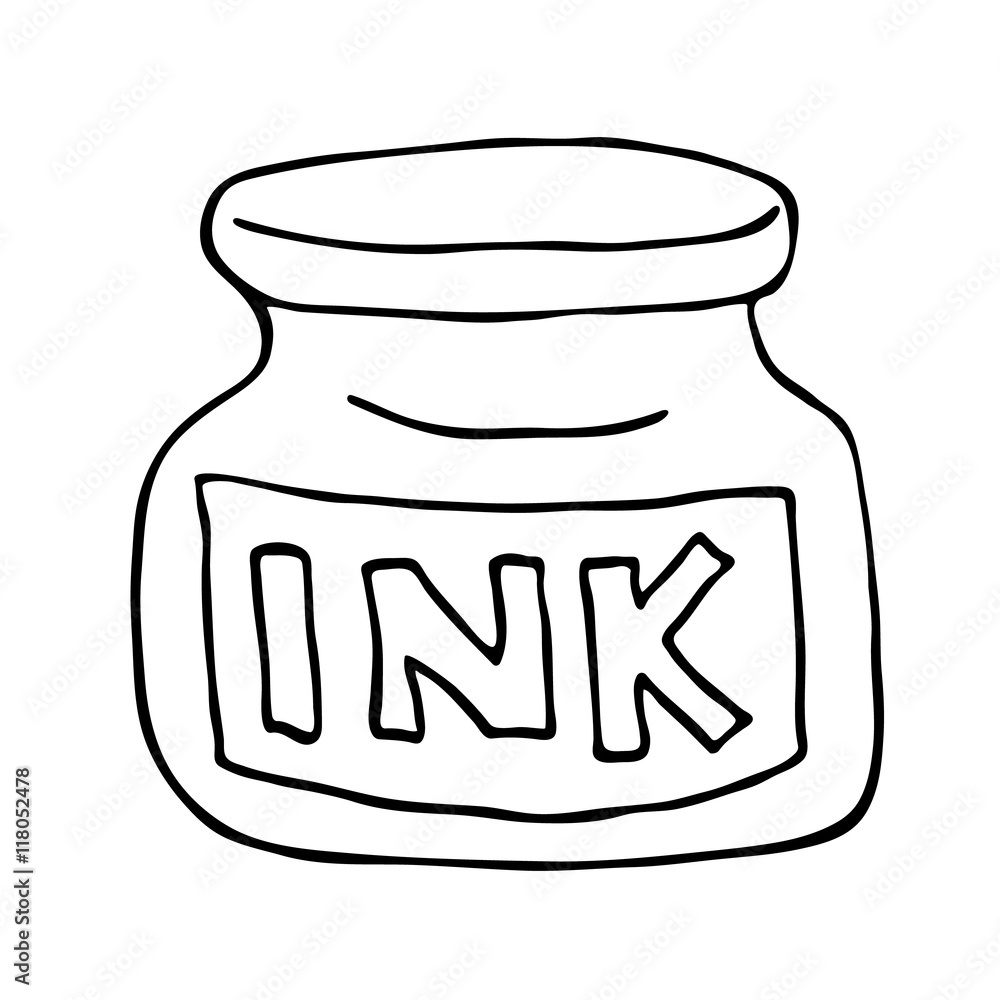 Ink pot icon. Outlined Ink pot icon. Outlined
