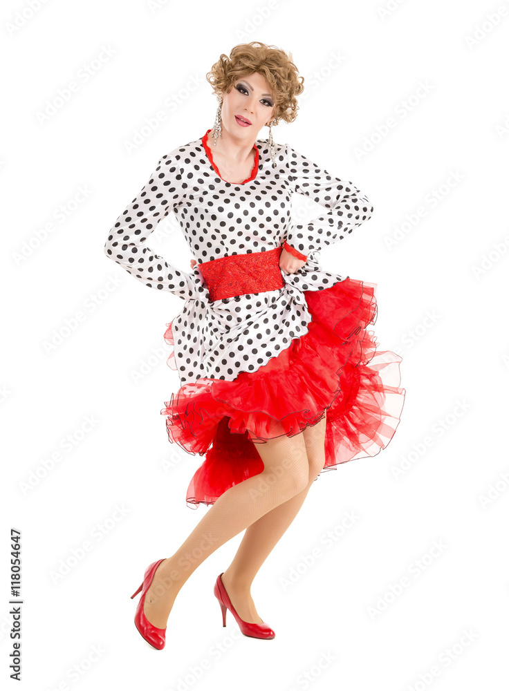 Portrait Drag Queen in Woman Dress Performing