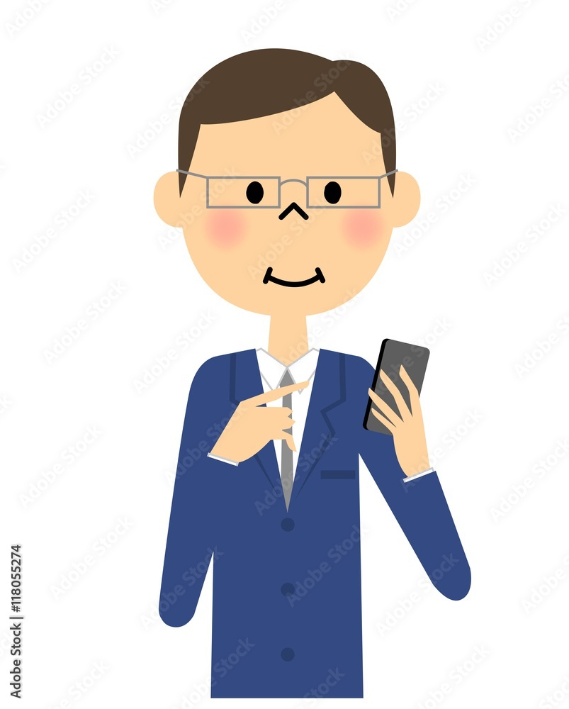 スマートフォンを触るスーツの男性