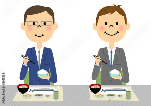 ご飯を食べるビジネスマン