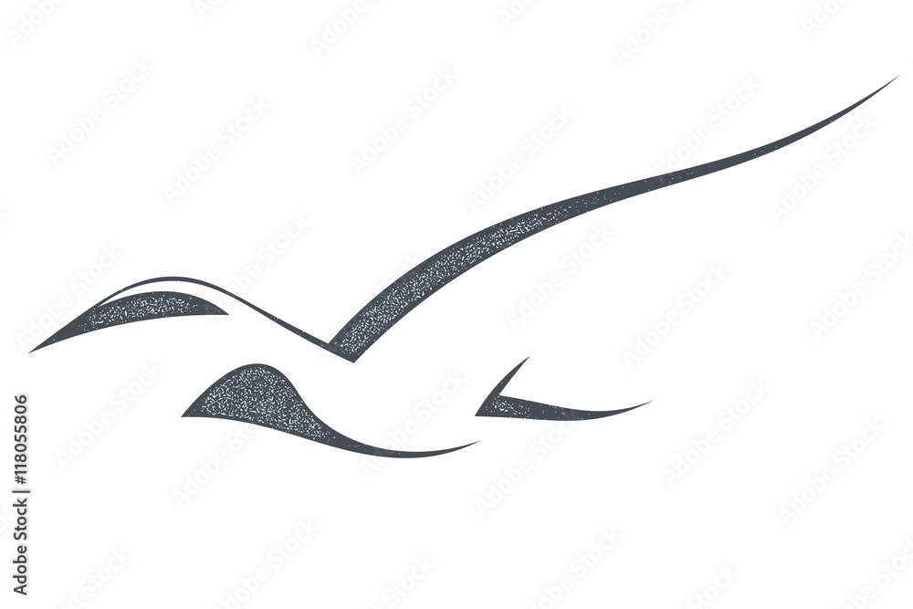 The black silhouette of a bird isolated on a white background. A The black silhouette of a bird isolated on a white background. A