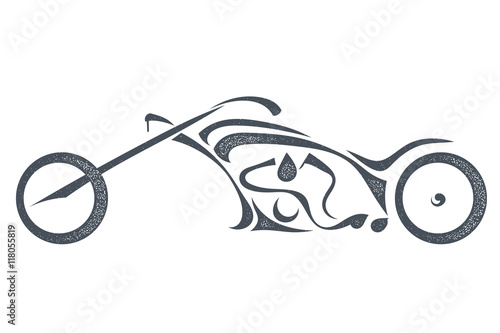 Sketch black motorcycle isolated on white background. Stock vect