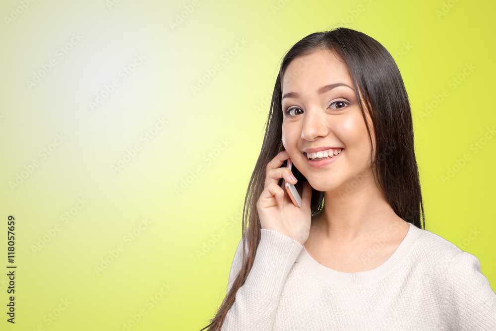 Woman talk to mobile phone