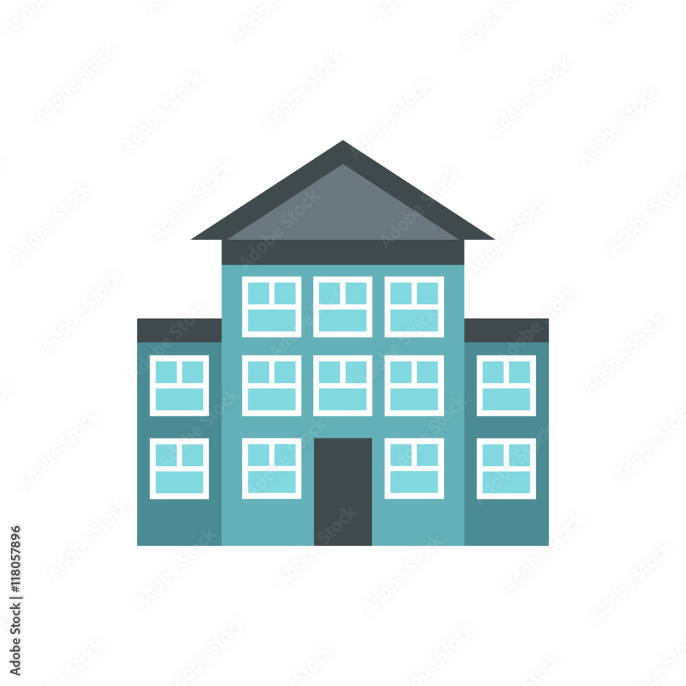 Bank building icon in flat style on a white background Bank building icon in flat style on a white background