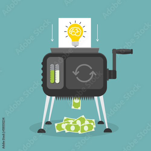 Convert the idea into money. concept of money machine.
