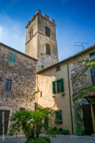 Church at sunset in Montemerano, Tuscany