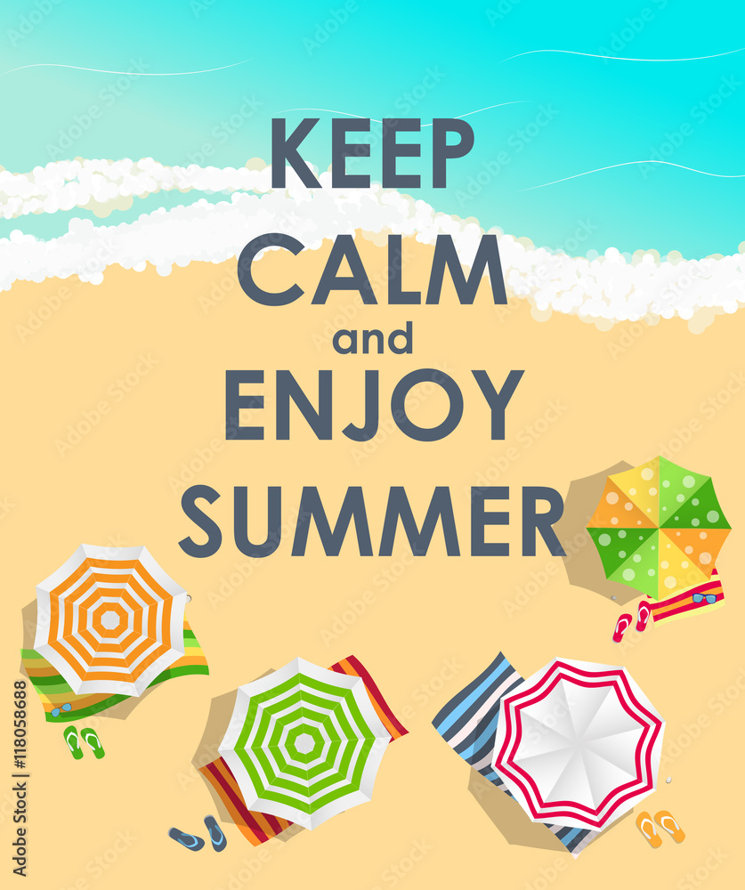 Keep Calm and Enjoy Summer Creative Poster Concept. Card of Invi