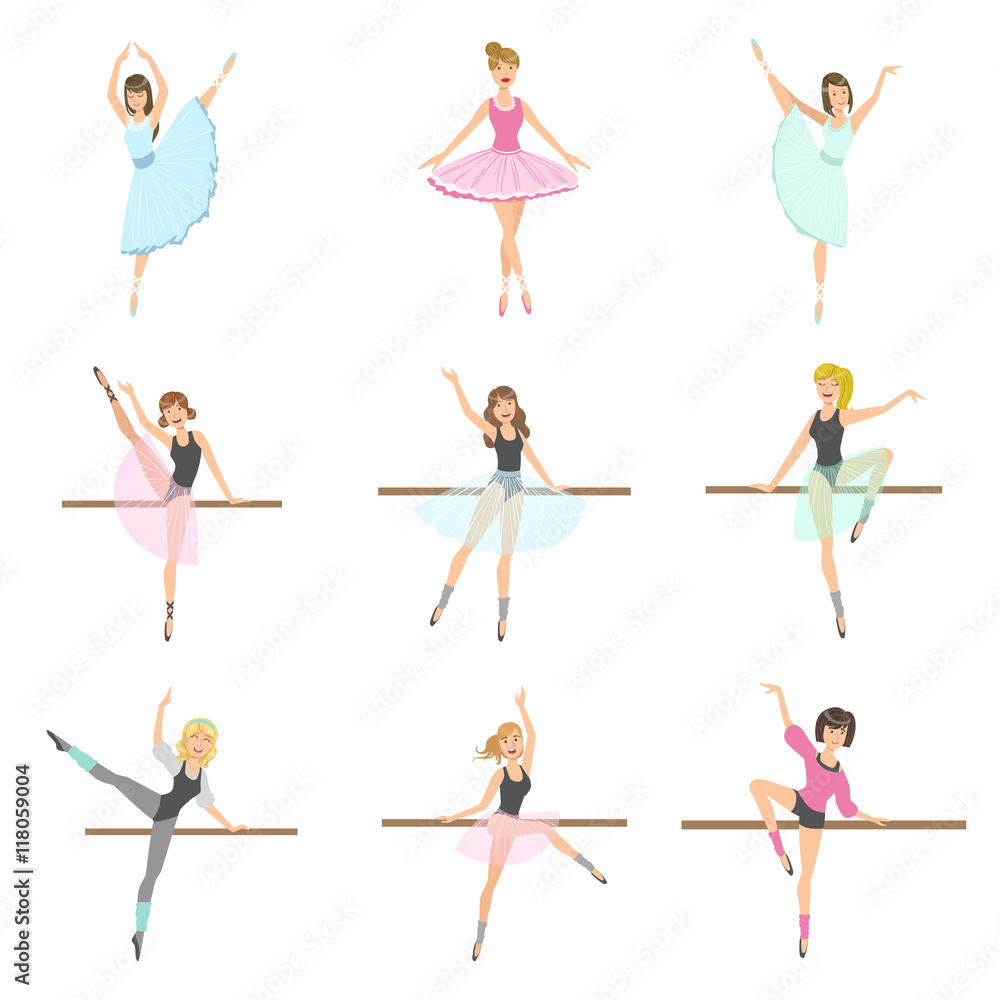 allet Dancers In Different Poses Rehearsing Set allet Dancers In Different Poses Rehearsing Set