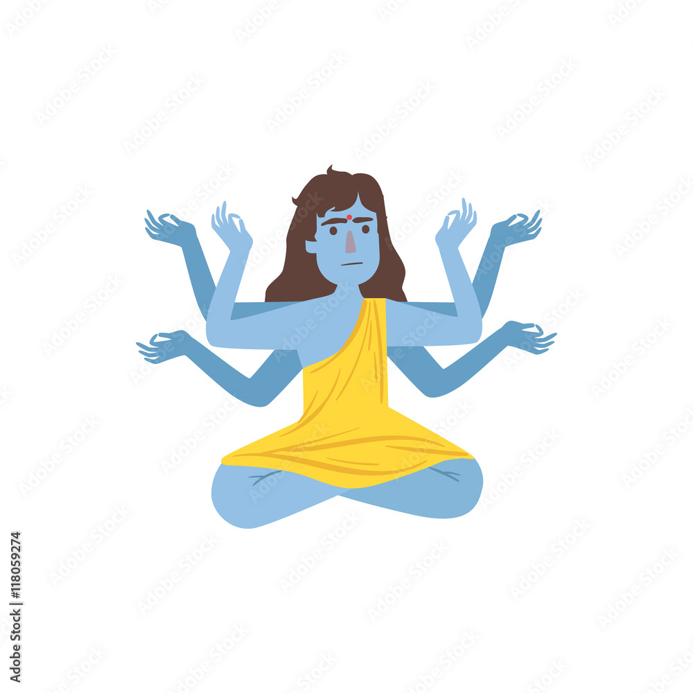 Blue Skinned Kali Goddess With Many Arms
