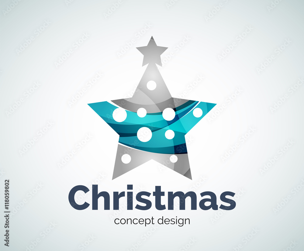 Obraz premium Vector Christmas or New Year star decoration logo template