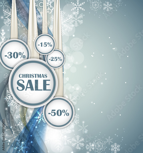 Abstract Christmas and New Year SALE Concept Wave Background with Lights and ...