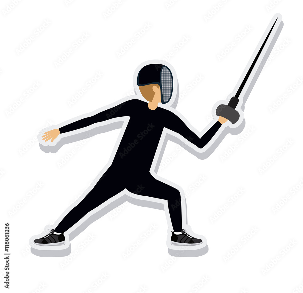 person figure athlete fencing sport icon vector illustration design