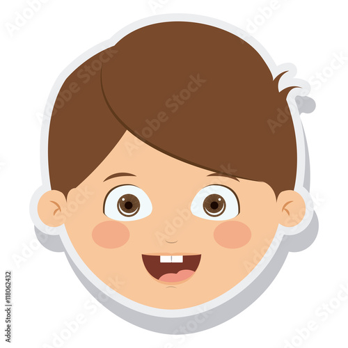 head little boy smiling isolated vector illustration design