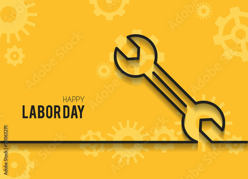 Wrench on yellow background. labor day