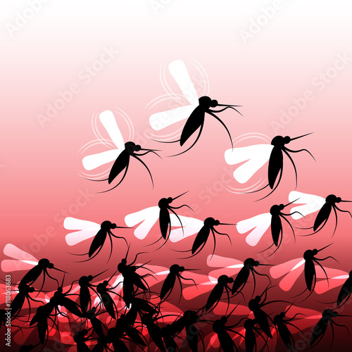Mosquitoes in Flight - Vector Illustration