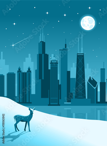 Chicago winter skyline