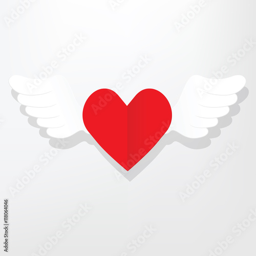 flat heart with wings