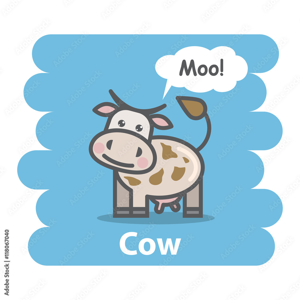 Cow vector illustration on isolated  Cartoon cow farm animal  character speak Moo on a speech  the series what the say animals  Stock Vector | Adobe Stock