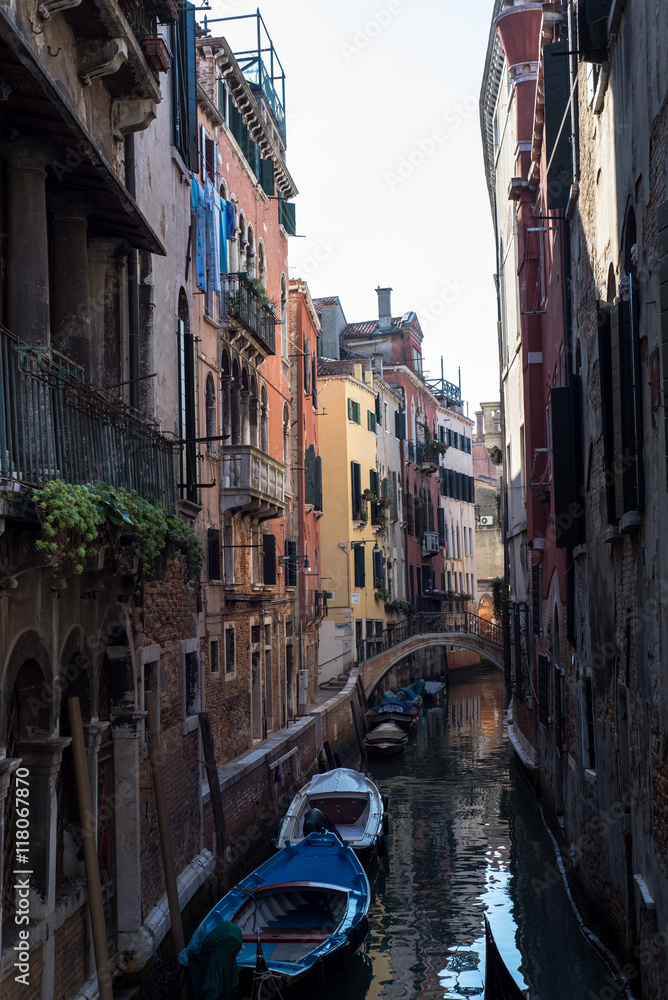Facades along the channels in the city of love Venice