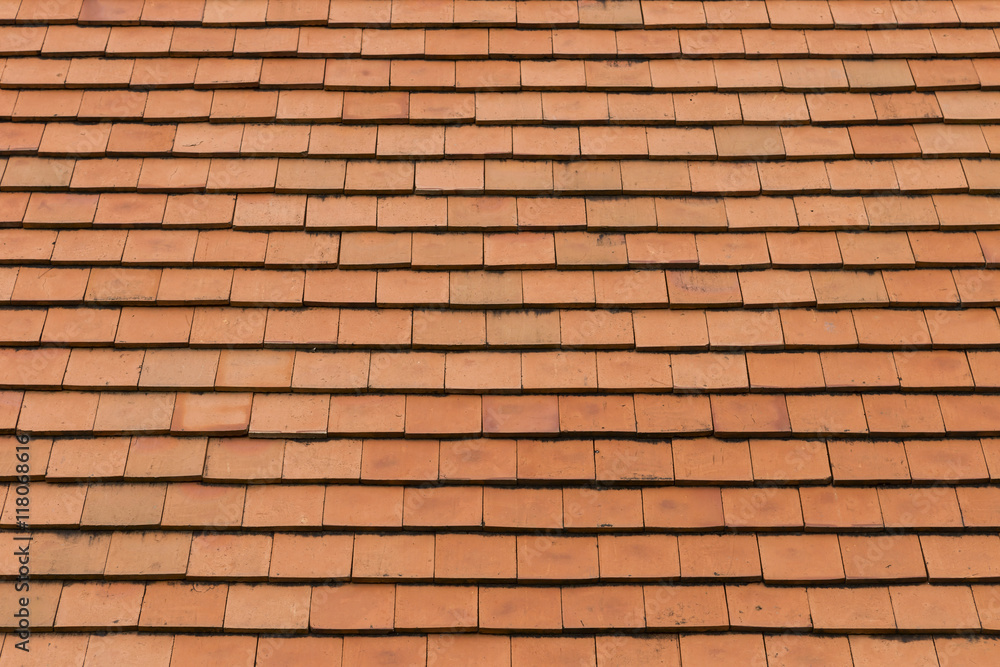 Red clay roof tile background, outdoor day light Red clay roof tile background, outdoor day light