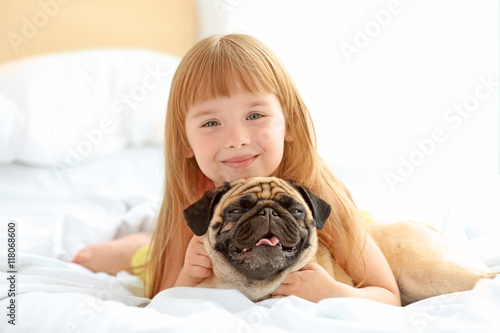 Beautiful girl and cute pug...